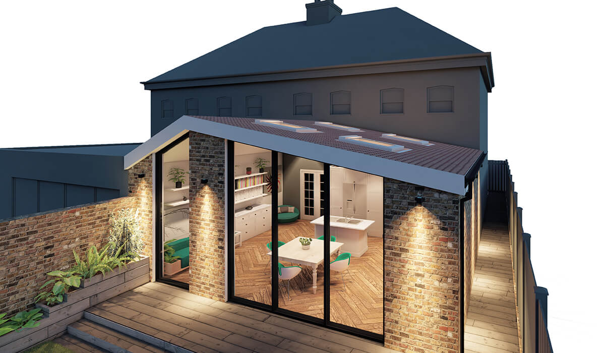 3d rear house extension