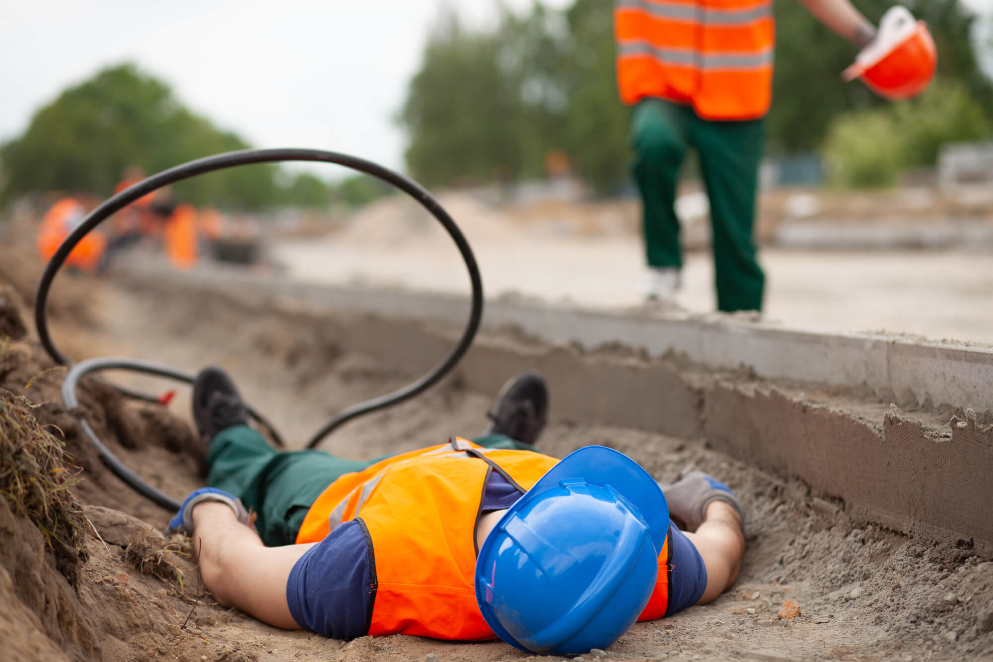 Injured builder on the ground