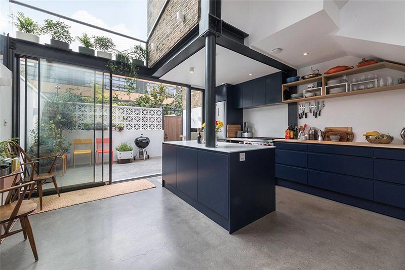 glazed roof kitchen extension with sliding doors