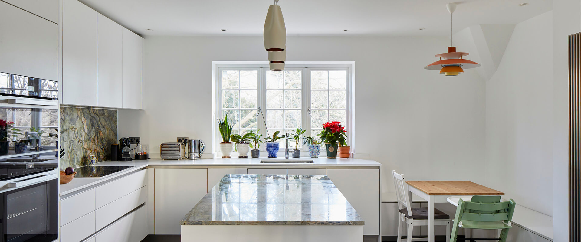 kitchen marble countertop and backsplash