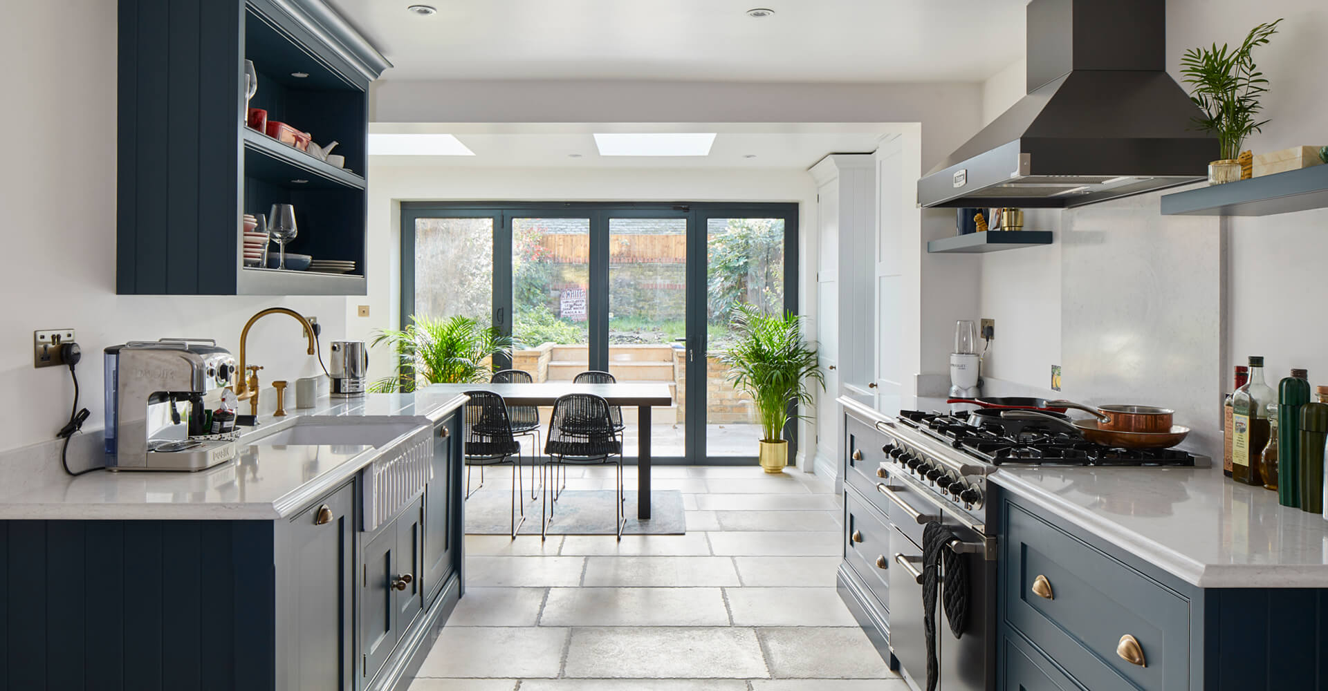 rear open plan kitchen with garden view