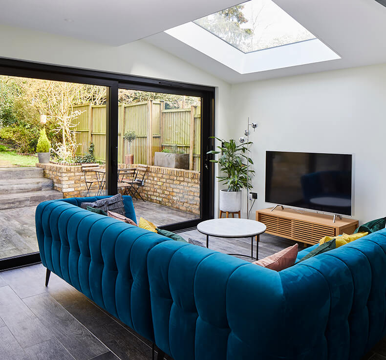 living room with glazed garden