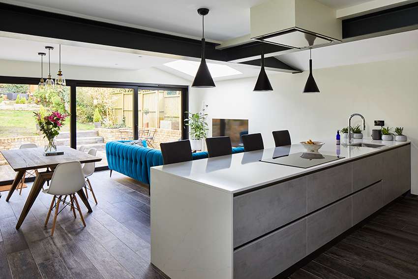 rear home extension extension with bi-fold doors and roof light