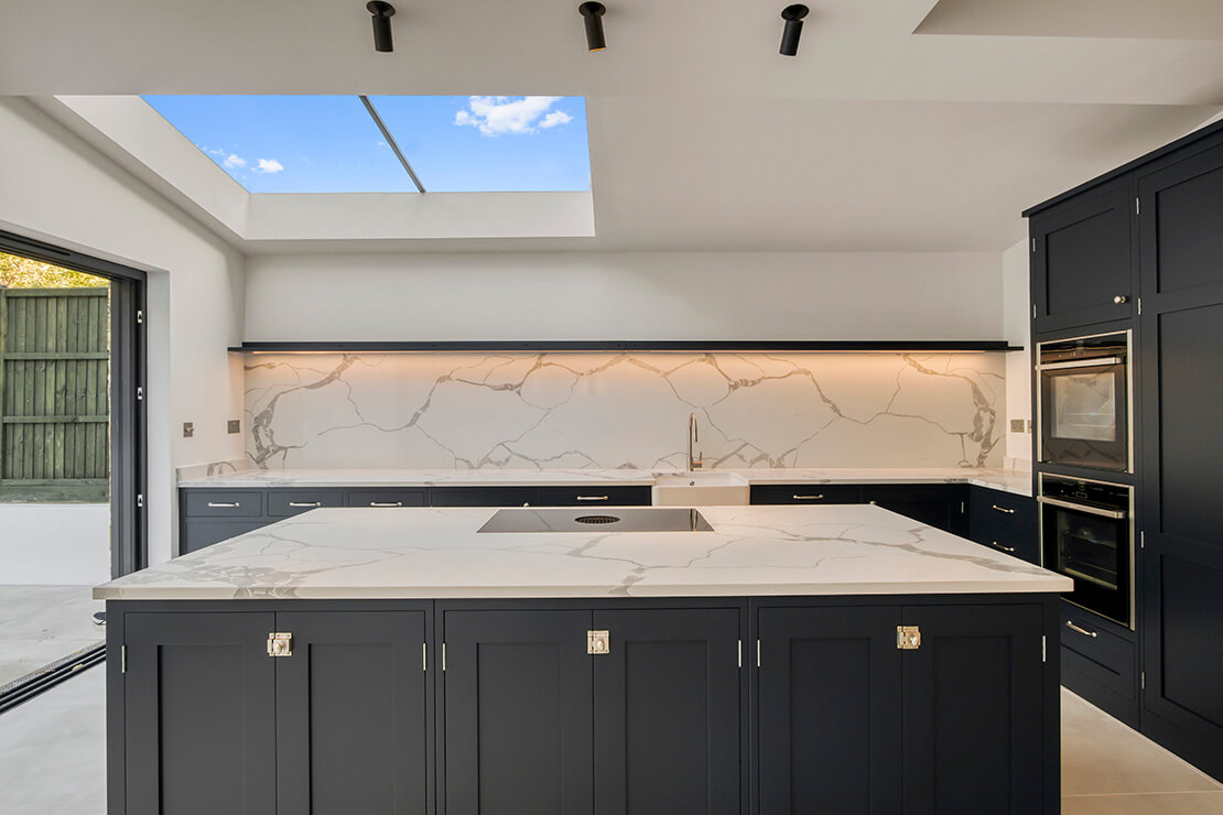 kitchen island with hob and extractor