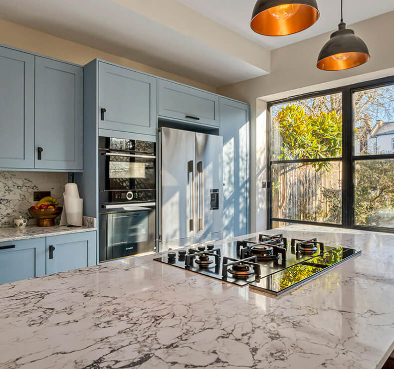 waterfall kitchen island with hob