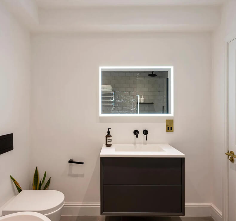 white modern house bathroom with cabinet
