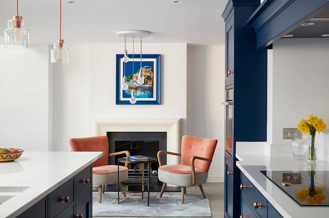 blue kitchen lounge