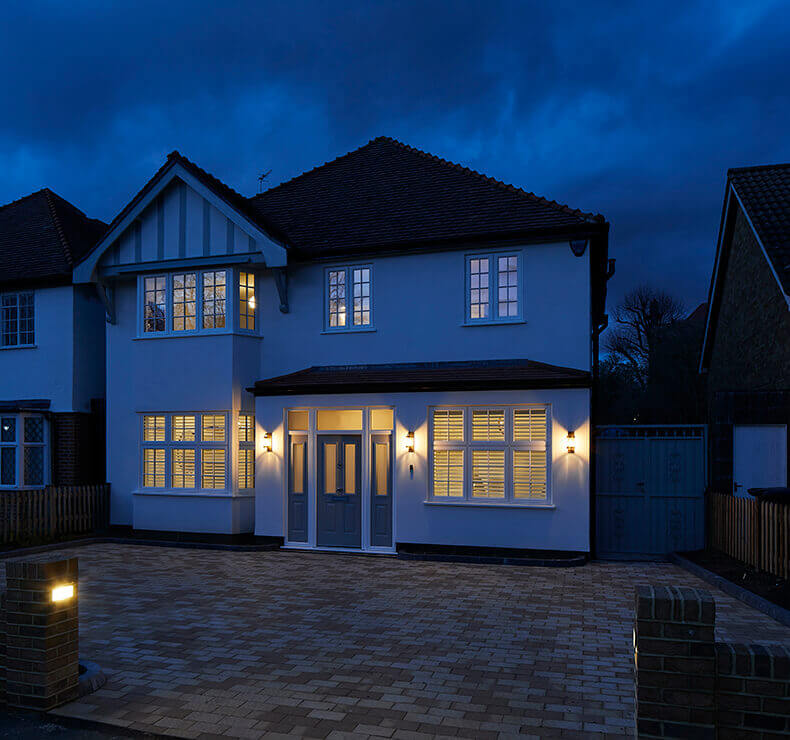 residential house illuminated