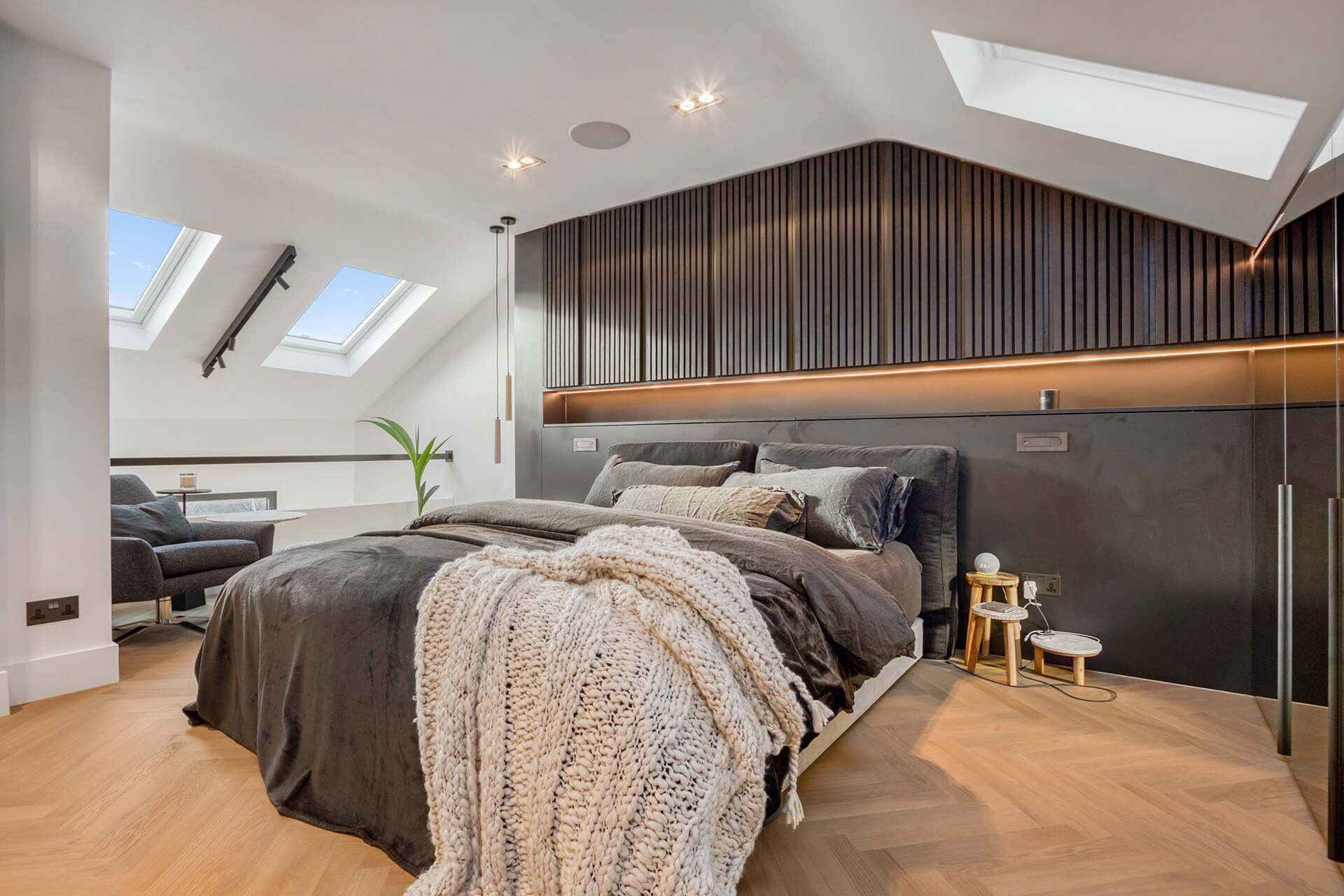 loft bedroom with velux window