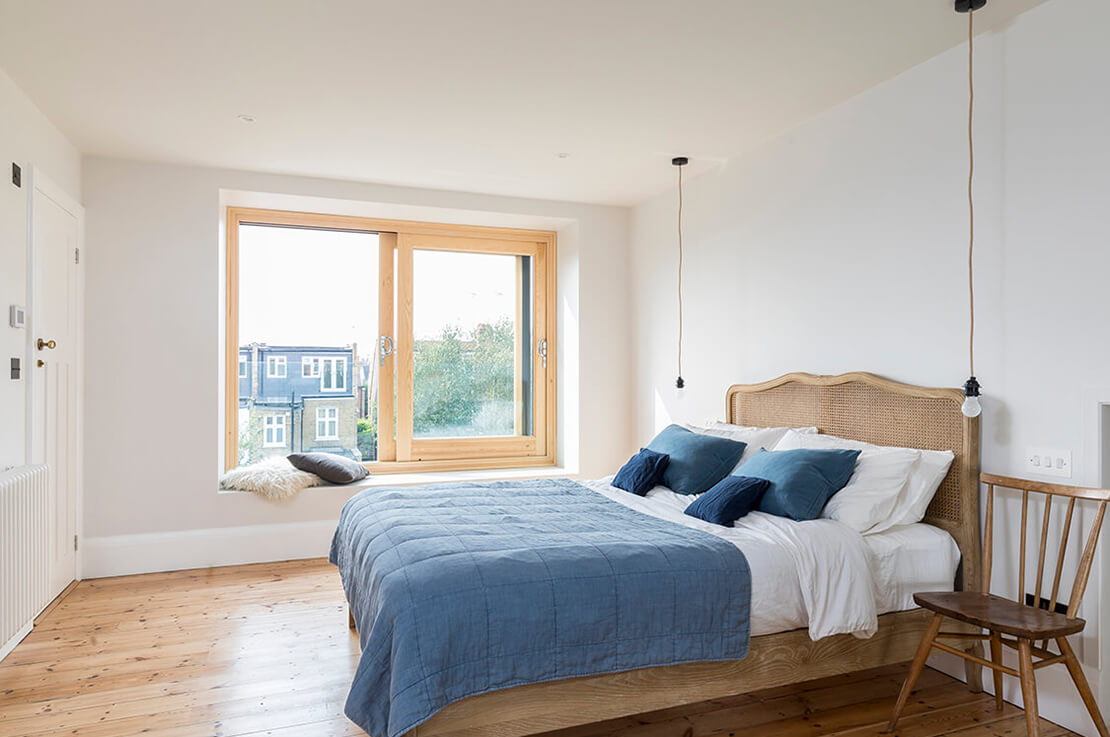 bright bedroom in loft with dormer window