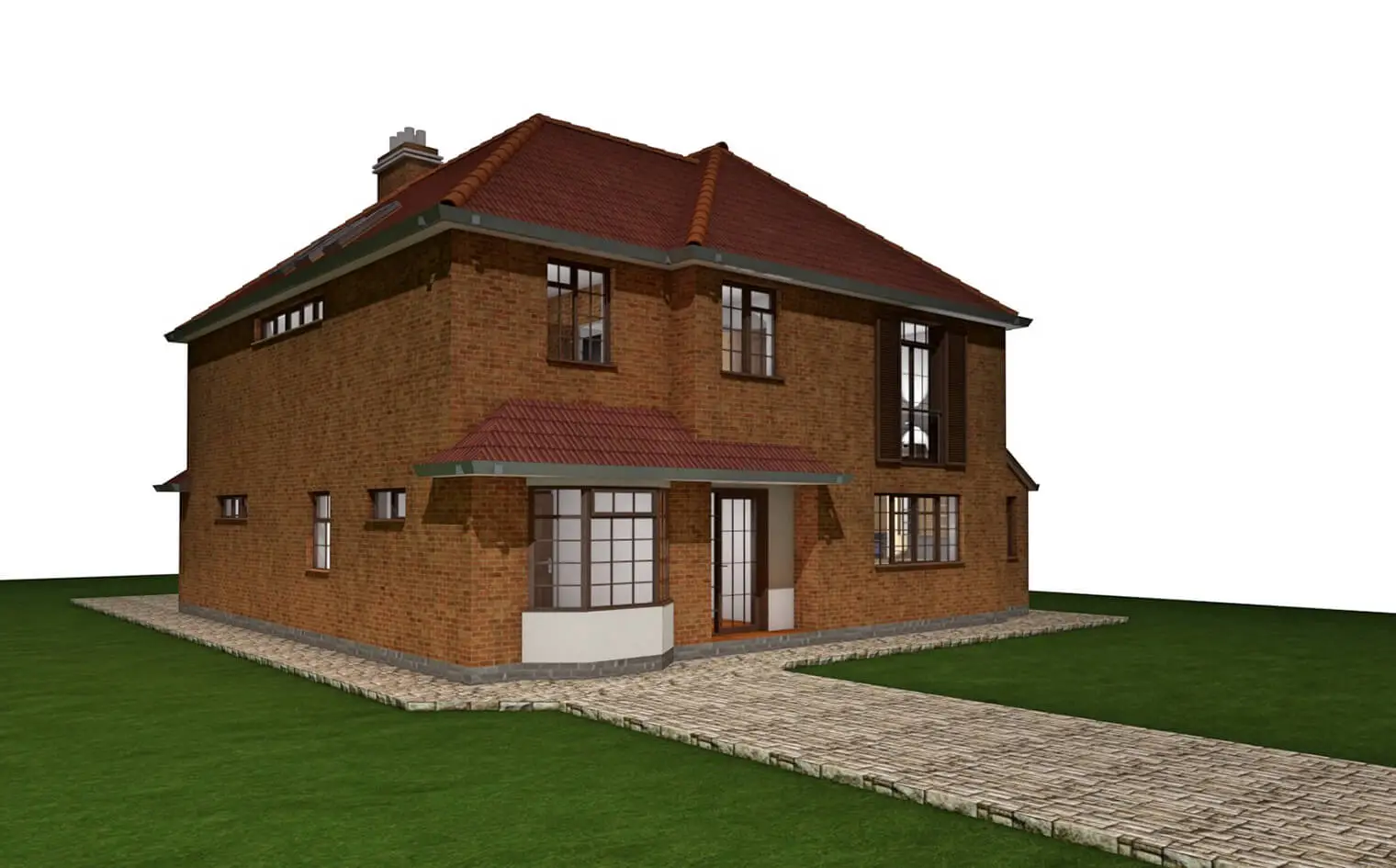 3D architectural drawing of detached home