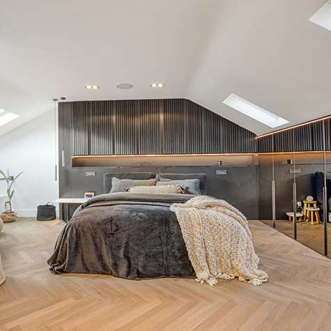 Modern mansard attic conversion with Velux windows